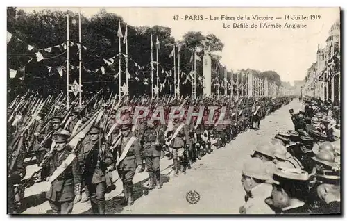 Cartes postales Militaria Paris Les fetes de la Victoire 14 juillet 1919 Le defile de l armee anglaise