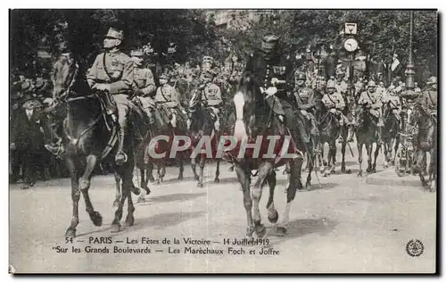 Cartes postales Militaria Paris Fetes de la Victoire 14 juillet 1919 Sur les grands boulevards Les amrechaux Foc