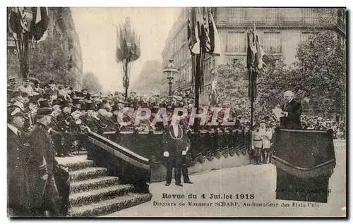 Cartes postales Militaria Paris Revue du 4 juillet 1918 Discours de Monsieur Scharp Ambassadeur des Etats Unis