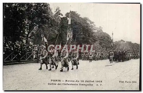 Cartes postales Militaria Paris Revue du 14 juillet 1918 Defile de l infanterie francaise