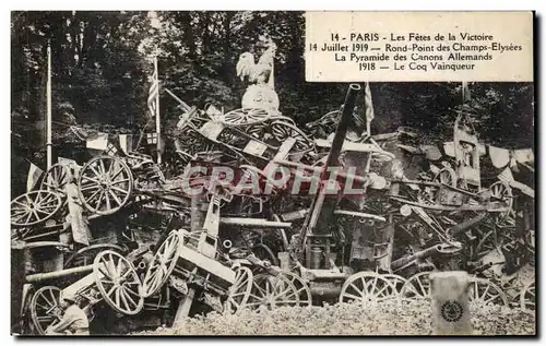 Cartes postales Militaria Paris Fetes de la Victoire 14 juillet 1919 Rond point des Champs Elysees La pyramide d