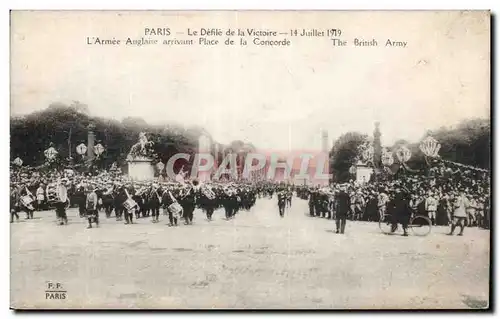 Ansichtskarte AK Militaria Paris Defile de la Victoire 14 juillet 1919 L armee anglaise arrivant Place de la Conc