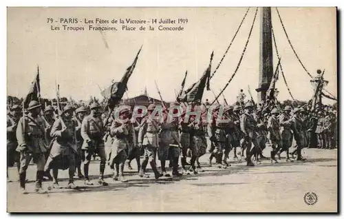 Ansichtskarte AK Militaria Paris Fetes de la Victoire 14 juillet 1919 les troupes francaises Place de la Concorde