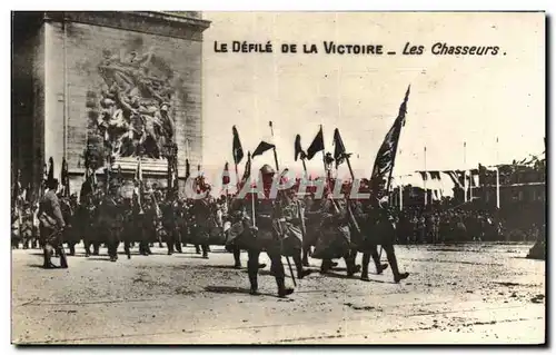 Cartes postales Militaria Paris Defile de la Victoire Les chasseurs Arc de Triomphe