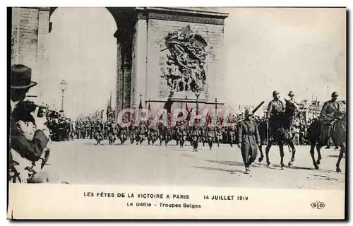 Ansichtskarte AK Militaria Paris Fetes de la Victoire 14 juillet 1919 Le defile Les troupes belges Arc de Triomph