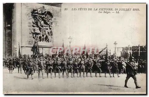 Ansichtskarte AK Militaria Paris Fetes de la Victoire 14 juillet 1919 Le defile Les troupes belges Arc de Triomph