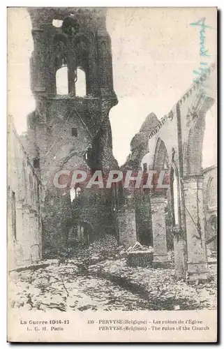 Cartes postales Militaria Pervyse Les ruines de l eglise