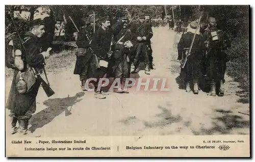 Ansichtskarte AK Militaria Infanterie belge sur la route de Charleroi