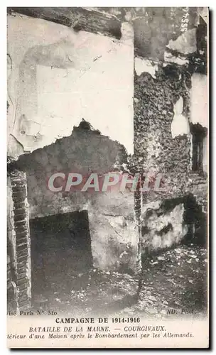 Cartes postales Militaria Bataille de la Marne Courgivaux Interieur d une maison