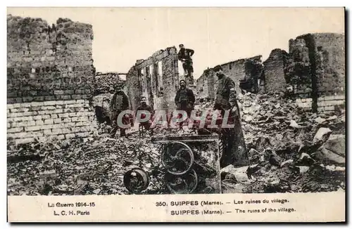 Cartes postales Militaria Suippes Les ruines du village