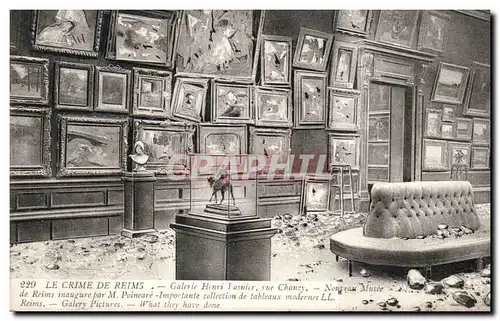 Cartes postales Militaria Le crime de Reims Galerie Henri Vasnier Rue chanzy