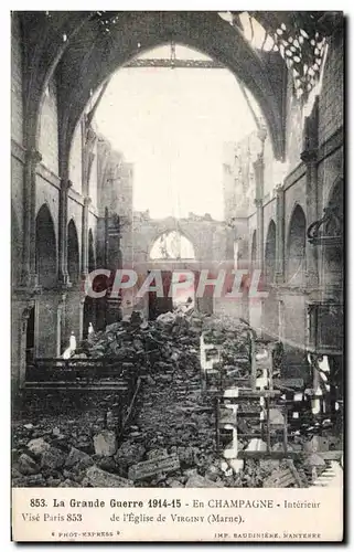 Cartes postales Militaria En Champagne Interieur de l eglise de Virginy