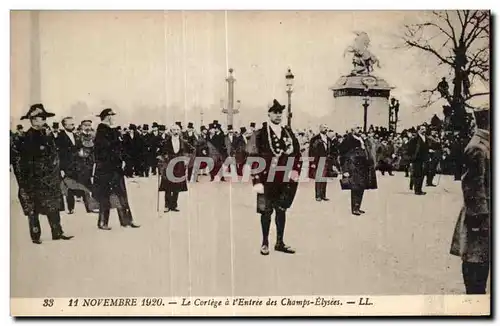 Ansichtskarte AK Militaria Paris 11 novembre 1920 Le cortege a l entree des Champs Elysees