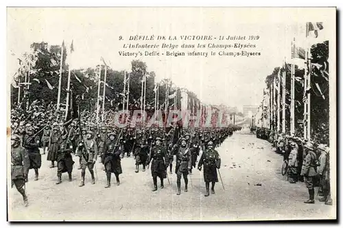 Ansichtskarte AK Militaria Defile de la victoire Paris 14 juillet 1919 L infanterie belge dans les Champs Elysees