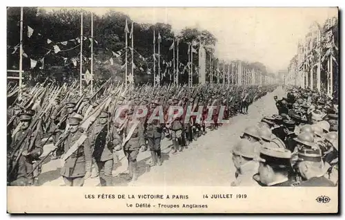 Cartes postales Militaria Les fetes de la victoire 14 juillet 1919 Le defile Troupes anglaises