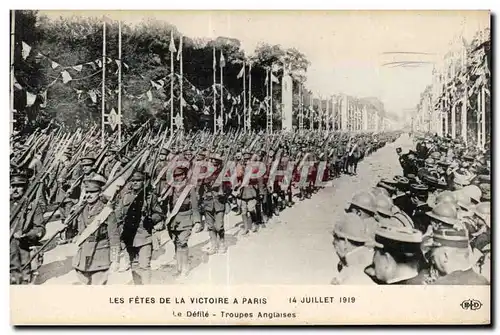 Cartes postales Militaria Les fetes de la victoire 14 juillet 1919 Le defile Troupes anglaises