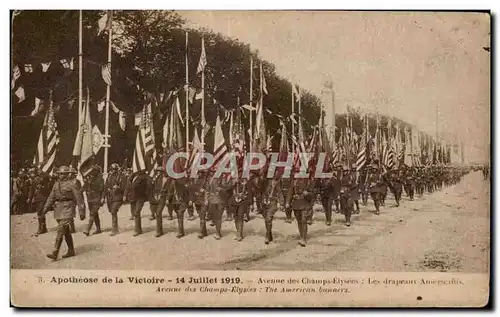 Ansichtskarte AK Militaria Les fetes de la victoire 14 juillet 1919 Drapeaux americains Avenue des Champs Elysees