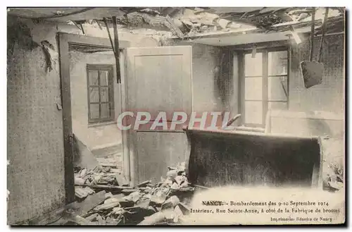 Cartes postales Militaria Nancy Bombardement des 9 10 septembre 1914 Interieur Rue Ste Anne a cote de la fabriqu