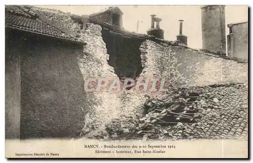 Cartes postales Militaria La grande guerre Nancy Septembre 1914 Batiment Interieur Rue St Nicolas