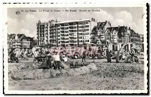 Cartes postales Belgique La Panne La plage et la digue