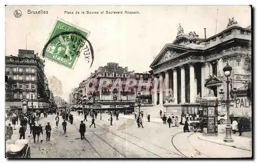 Cartes postales Belgique Bruxelles Place de la Bourse et boulevard Anspach