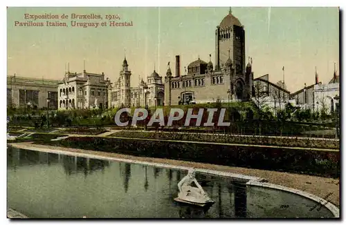 Cartes postales Belgique Bruxelles Exposition 1910 Pavillons italiens Uruguayet Herstal