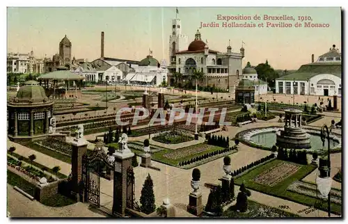 Cartes postales Belgique Bruxelles Exposition 1910 Jardin hollandais et pavillon de Monaco