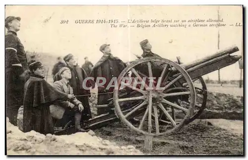 Ansichtskarte AK Militaria Guerre 1914 L artillerie belge tirant sur un aeroplane allemand