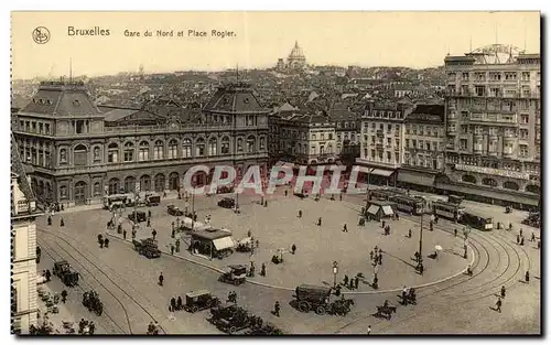 Ansichtskarte AK Belgique Bruxelles Gare du Nord et palce Rogier