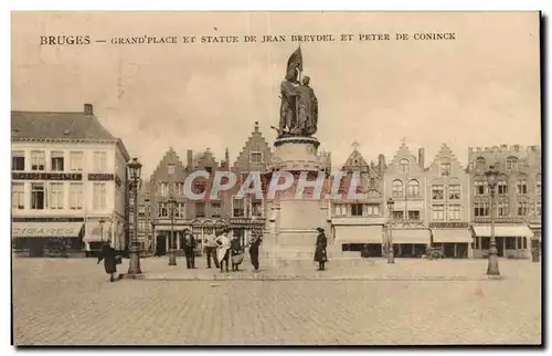 Ansichtskarte AK Belgique Bruges Grand place et statue de Jean Breydel et Peter de Coninck