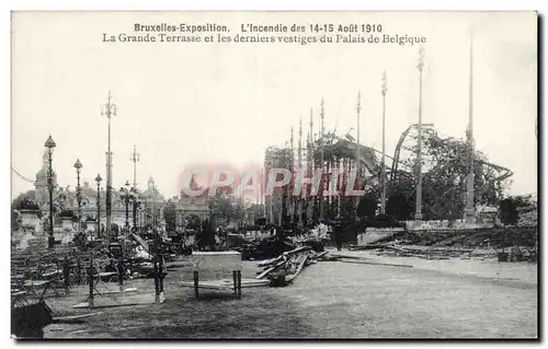 Ansichtskarte AK Belgique Bruxelles Exposition L incendie des 14 15 aout 1910 La grande terrasse et les derniers