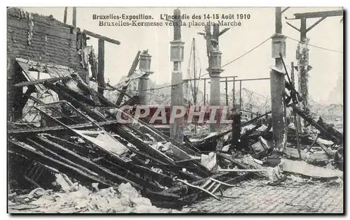 Ansichtskarte AK Belgique Bruxelles Exposition Incendie des 14 15 aout 1910 Bruxelles kermesse vers la place du m