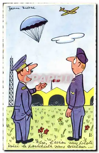 Humour - Humoristique - Militaria - avion - parachute - Ansichtskarte AK