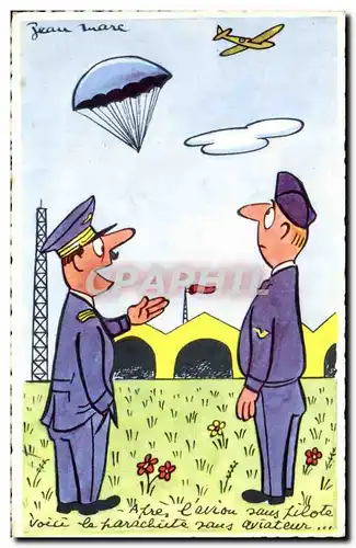 Humour - Humoristique - Militaria - avion - parachute - Cartes postales