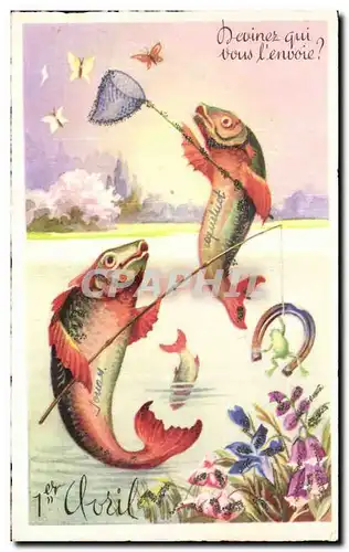Fetes - Voeux - Ier Avril - April Fools - Poisson - Fish - Papillon - Butterfly - Cartes postales