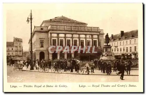 Belgium - Belgique - Belgien - Liege - Theatre Royal et Statue de Gretry - Ansichtskarte AK