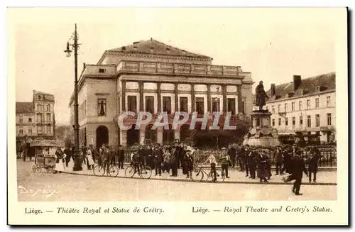 Belgium - Belgique - Belgien - Liege - Theatre Royal et Statue de Gretry - Cartes postales