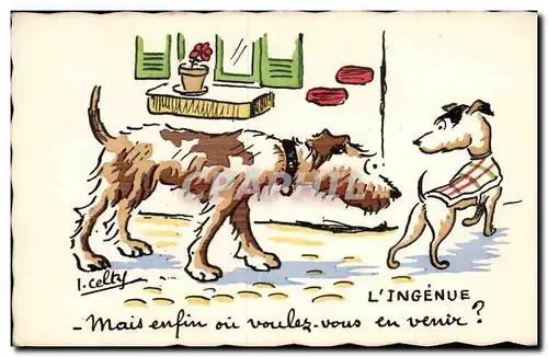 Cartes postales Fantaisie Chien L ingenue