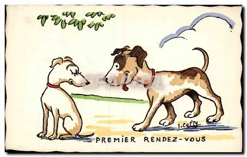 Cartes postales Fantaisie Chien Premier rendez vous