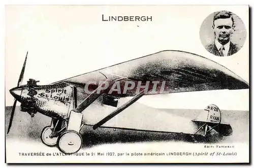 Ansichtskarte AK Aviation Avion Lindbergh Traversee de l atlantique 21 mai 1927 St Louis