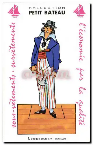 Carte decoupage Collection petit Bateau Epoque Louis XIV Matelot Marin Militaria