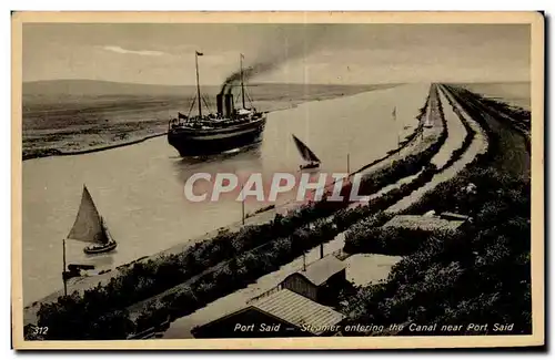 Afrique - Africa - Egypte - Egypt - Port Said - Steamer entering the Suez Canal - Ansichtskarte AK