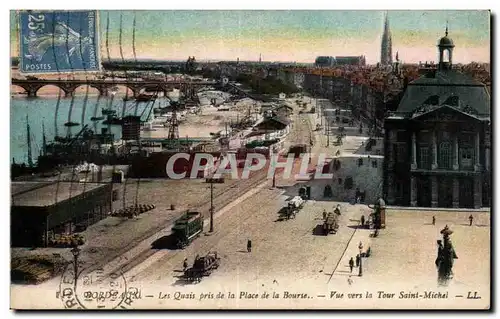 Cartes postales Bordeaux Les Quais pris de la Place de la Bourse Vue vers la Tour Saint Michel