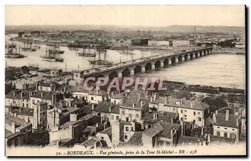 Cartes postales Bordeaux Vue generale prise de la Tour St Michel