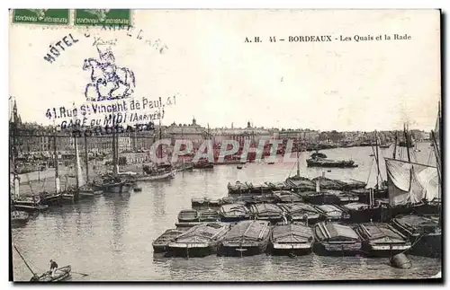 Cartes postales Bordeaux Les Quais et la Rade Bateaux Cachet Hotel Jeanne d arc