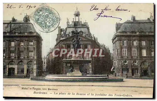 Cartes postales Bordeaux La Place de la Bourse et la Fontain des Trois Gruces