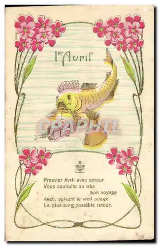Cartes postales Fantaisie Fleur Poisson 1er avril Easter