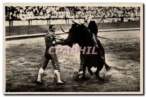 Cartes postales Corrida Un Pase de Muleta Le matador en action