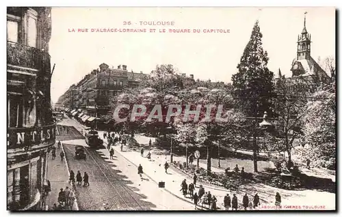 Cartes postales Toulouse La Rue D Alsace Lorraine et le square du capitole