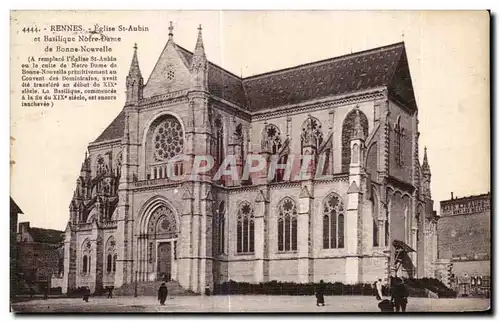 Cartes postales Rennes Eglise St Aubin et Basilique Notre Dame